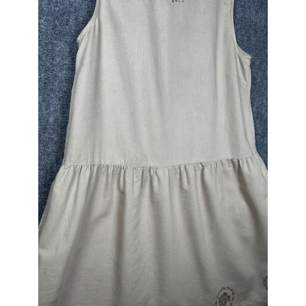 Gudrun Sjoden‎ Linen Organic Cotton Dress Beige Embroidered Midi Size M Cottage - Picture 13 of 14
